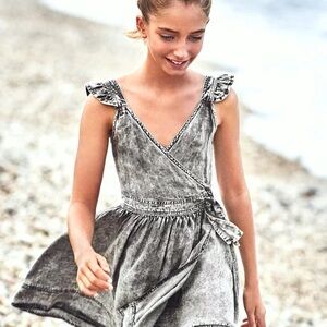 Size 12 Girls Mayoral Black Denim-Style Kids Dress